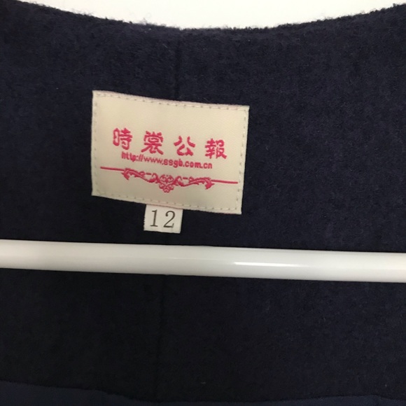 Embroidered navy winter dress - Picture 2 of 3